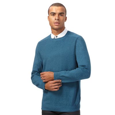 Big and tall turquoise textured jumper